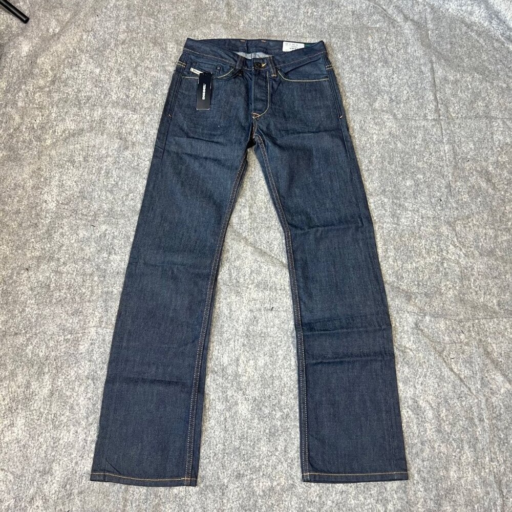 Diesel Viker Mens Jeans Size 26 L30 100% Cotton 100% Cow Leather Patch Dark Wash